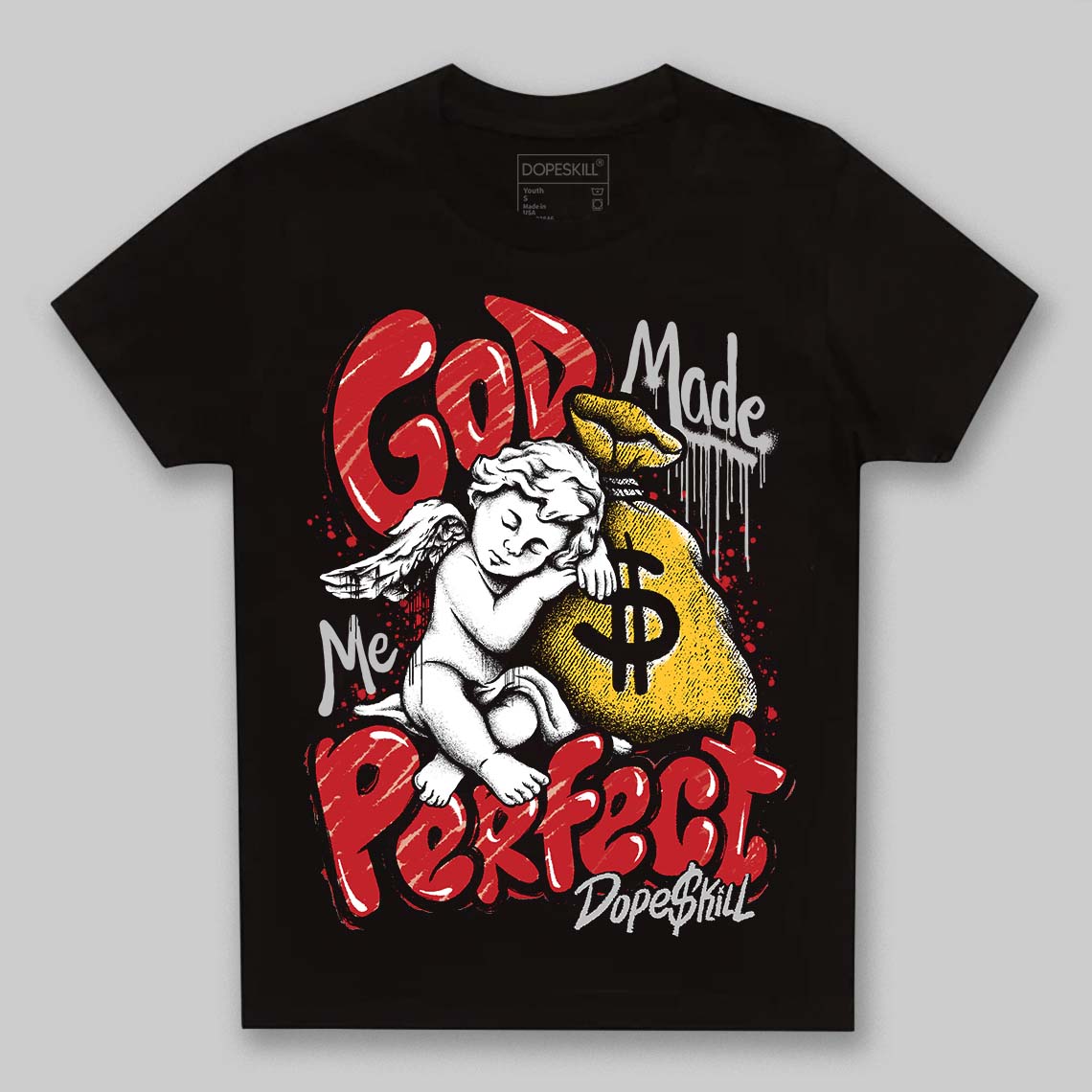 Jordan 14 Retro Ferrari (2025) DopeSkill Toddler Kids T-shirt God Made Me Perfect Graphic Streetwear - Black