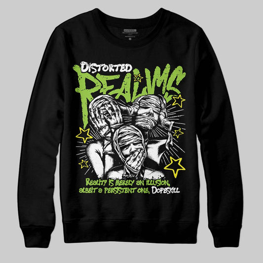 Neon Green Sneakers DopeSkill Sweatshirt Distorted Realms Graphic Streetwear - Black