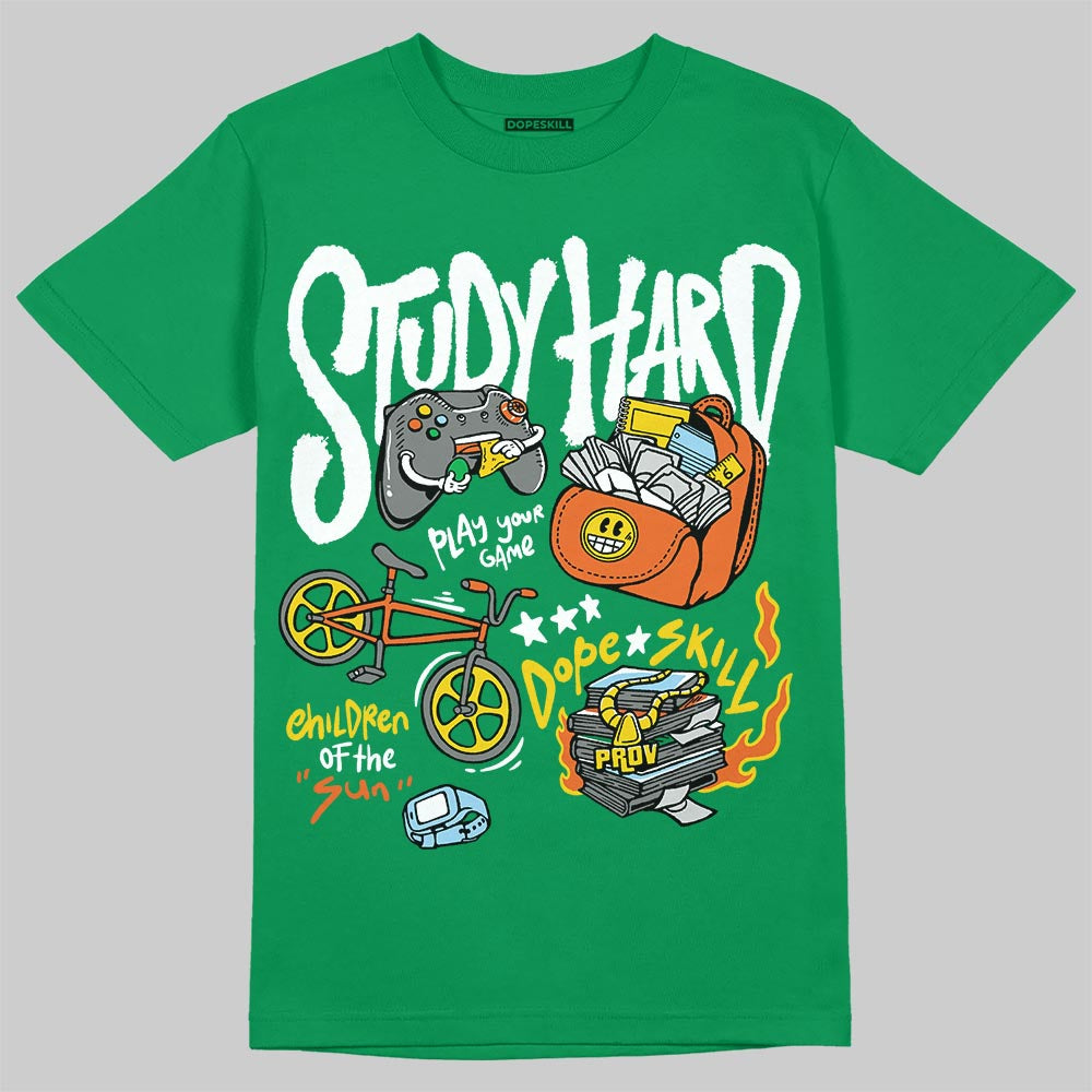 Green Sneakers DopeSkill T-Shirt Study Hard Graphic Streetwear - Irish Green