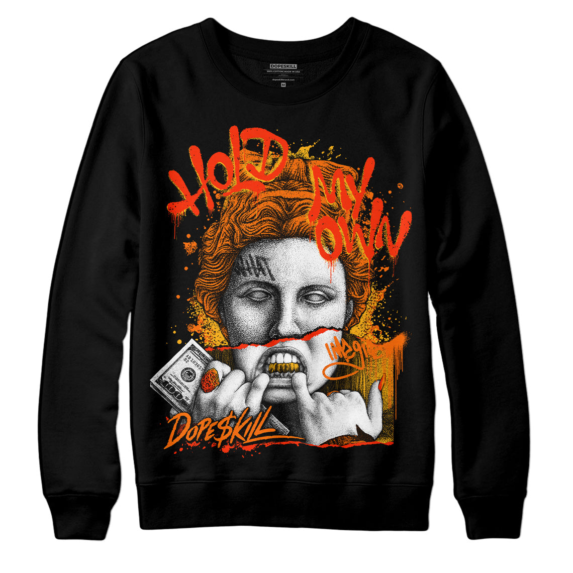 Orange, Black & White Sneakers DopeSkill Sweatshirt Hold My Own Graphic Streetwear - Black