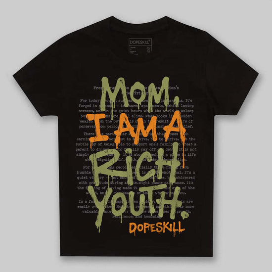 Olive Sneakers DopeSkill Toddler Kids T-shirt Mom, I Am A Rich Youth Graphic Streetwear - Black
