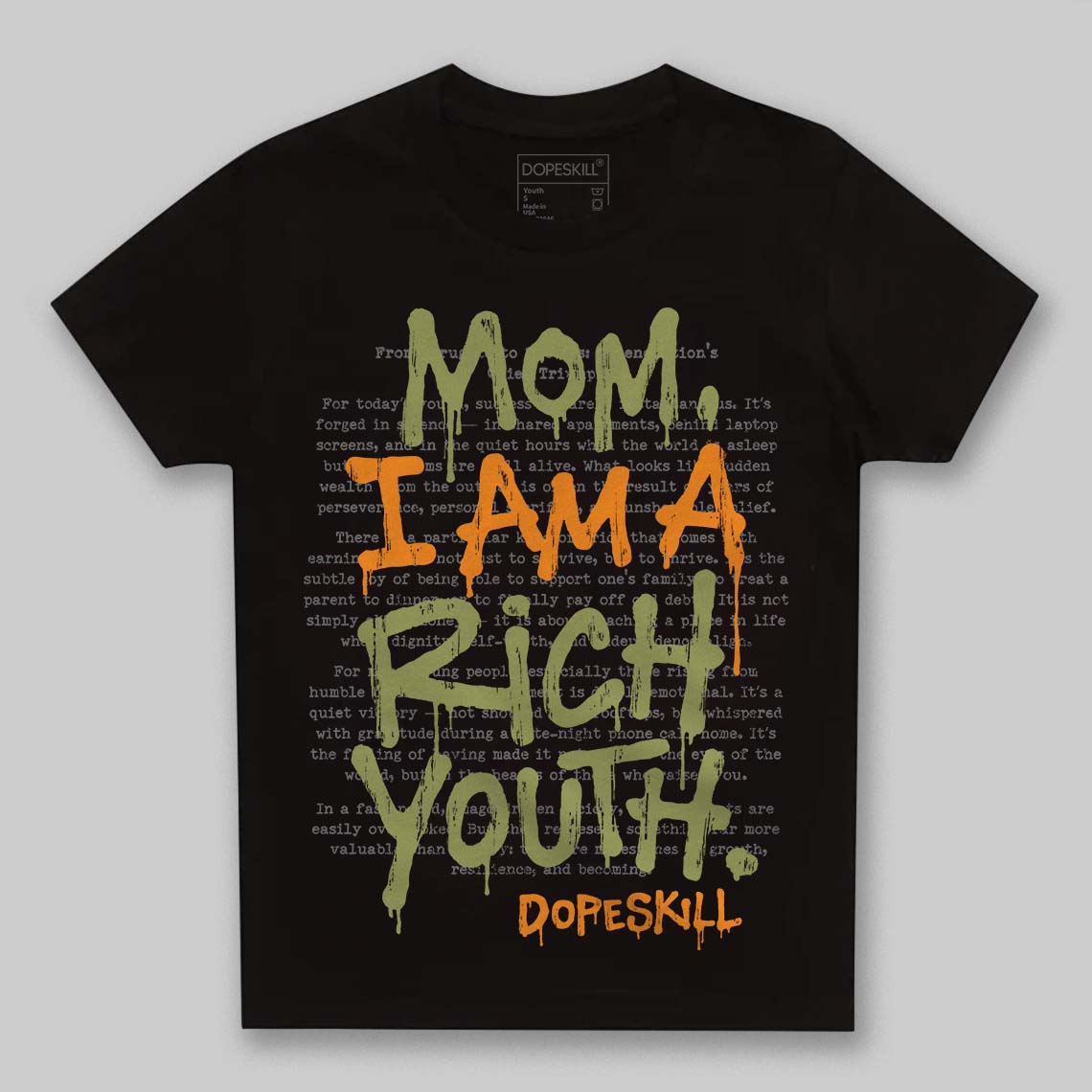 Olive Sneakers DopeSkill Toddler Kids T-shirt Mom, I Am A Rich Youth Graphic Streetwear - Black