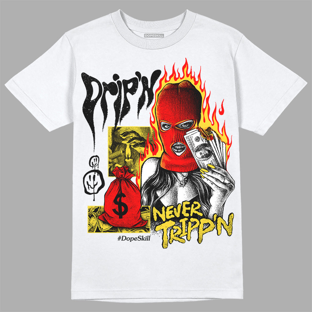 Jordan 4 Thunder DopeSkill T-Shirt Drip'n Never Tripp'n Graphic Streetwear - White