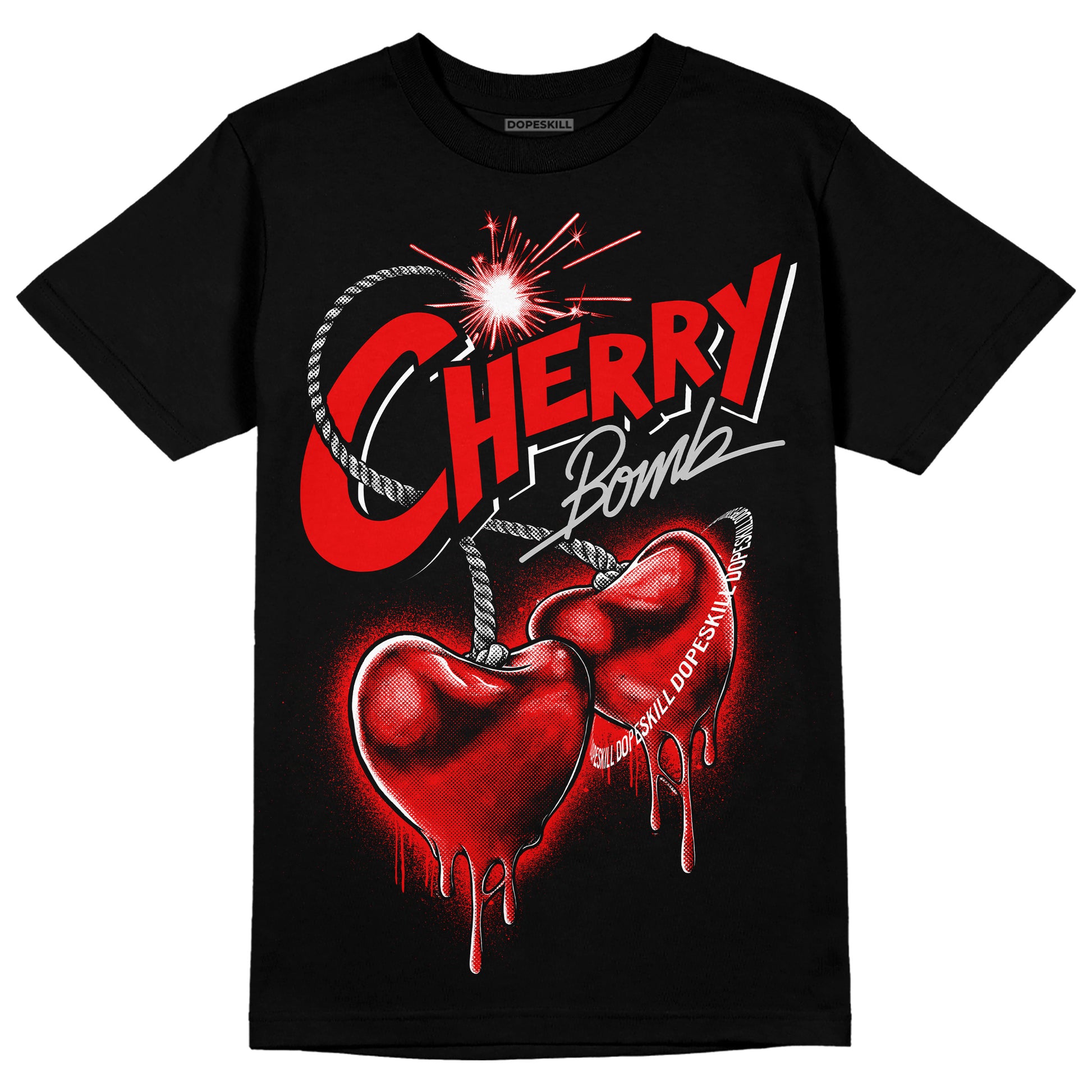 Jordan 12 “Cherry” DopeSkill T-Shirt Cherry Bomb Graphic Streetwear - Black