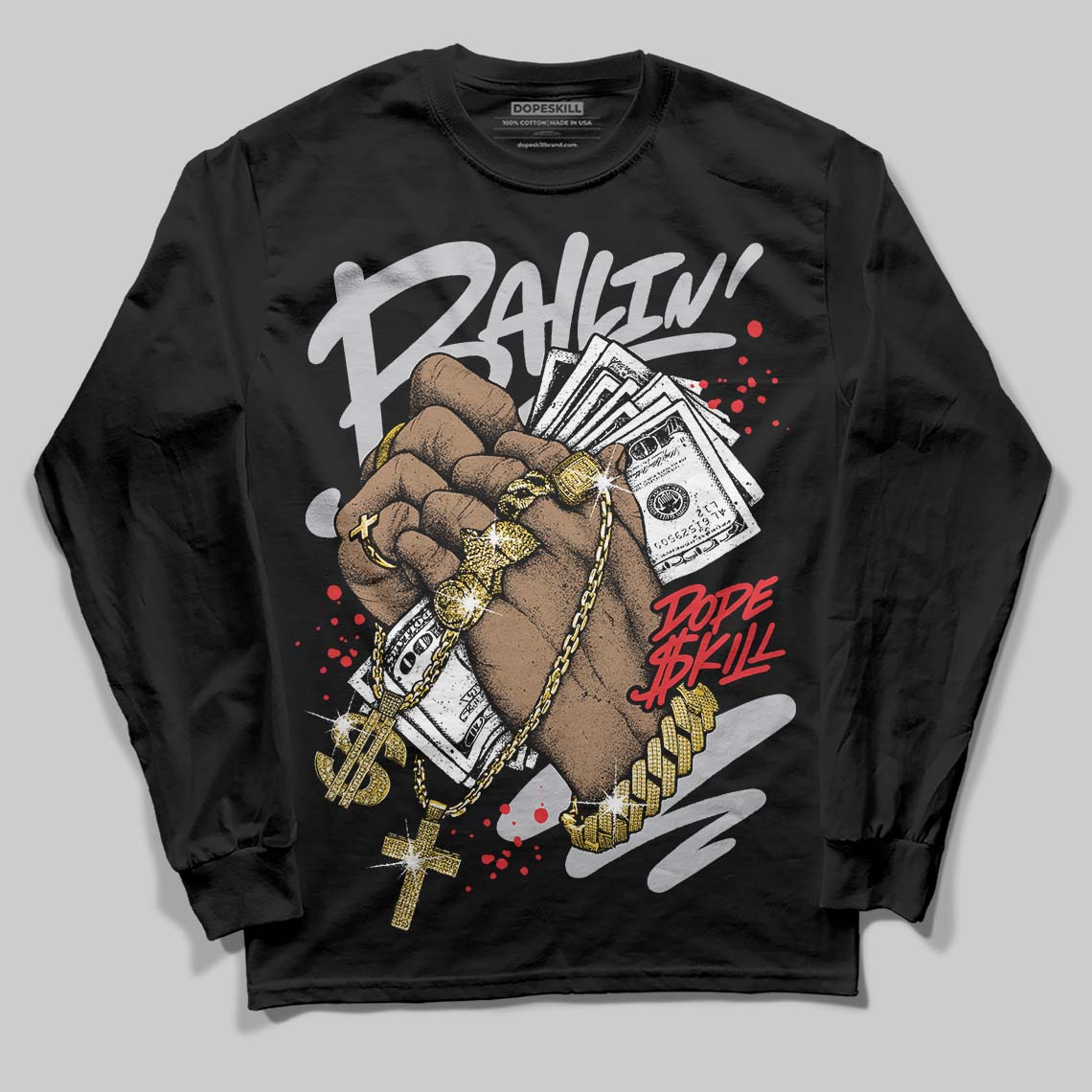 Grey Sneakers DopeSkill Long Sleeve T-Shirt Always Ballin' Graphic Streetwear - Black