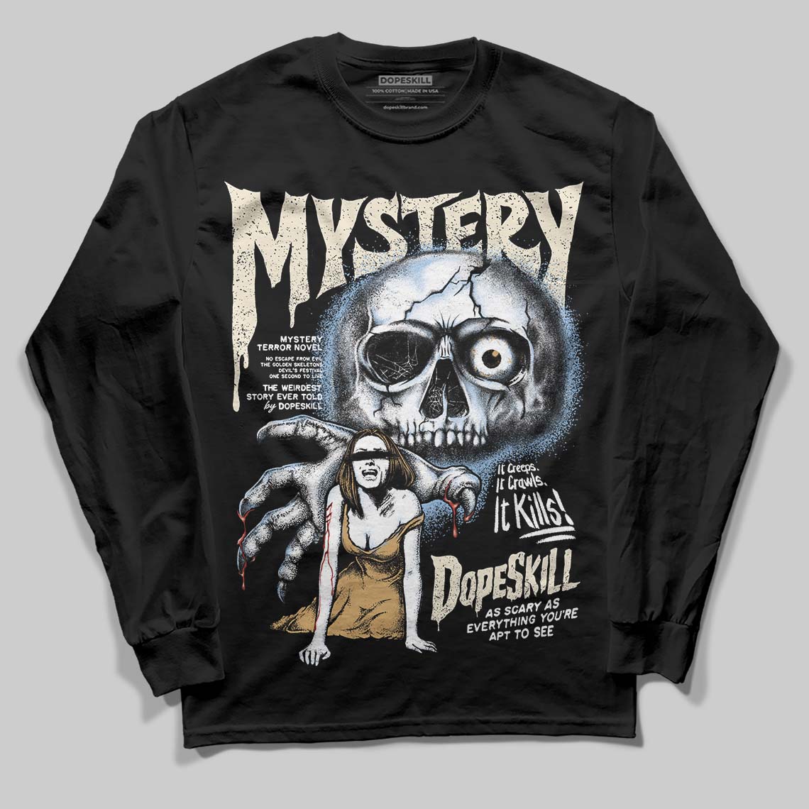 Nike Air Diamond Turf Must Be the Money DopeSkill Long Sleeve T-Shirt Mystery Ghostly Grasp Graphic Streetwear - Black