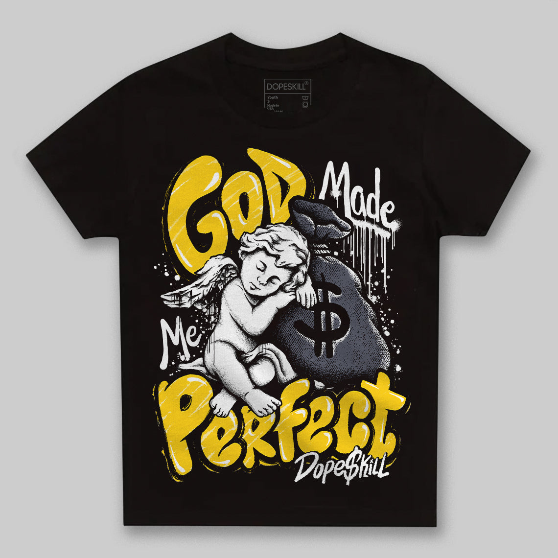 Jordan 4 Lightning DopeSkill Toddler Kids T-shirt God Made Me Perfect Graphic Streetwear - Black