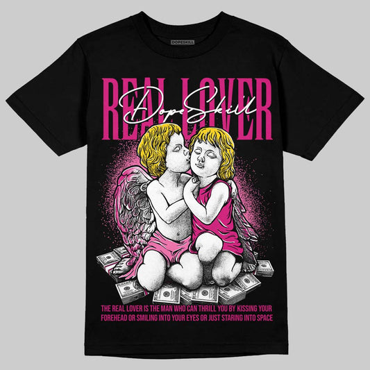 Rick Owens Pink Leather Low Sneakers DopeSkill T-Shirt Real Lover Graphic Streetwear - Black