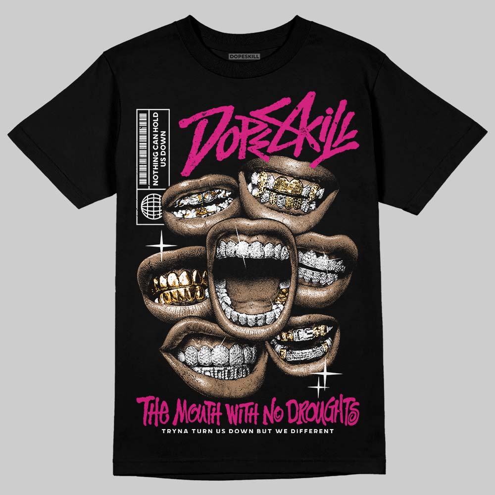 Rick Owens Pink Leather Low Sneakers DopeSkill T-Shirt The Mouth With No Droughts Graphic Streetwear - Black