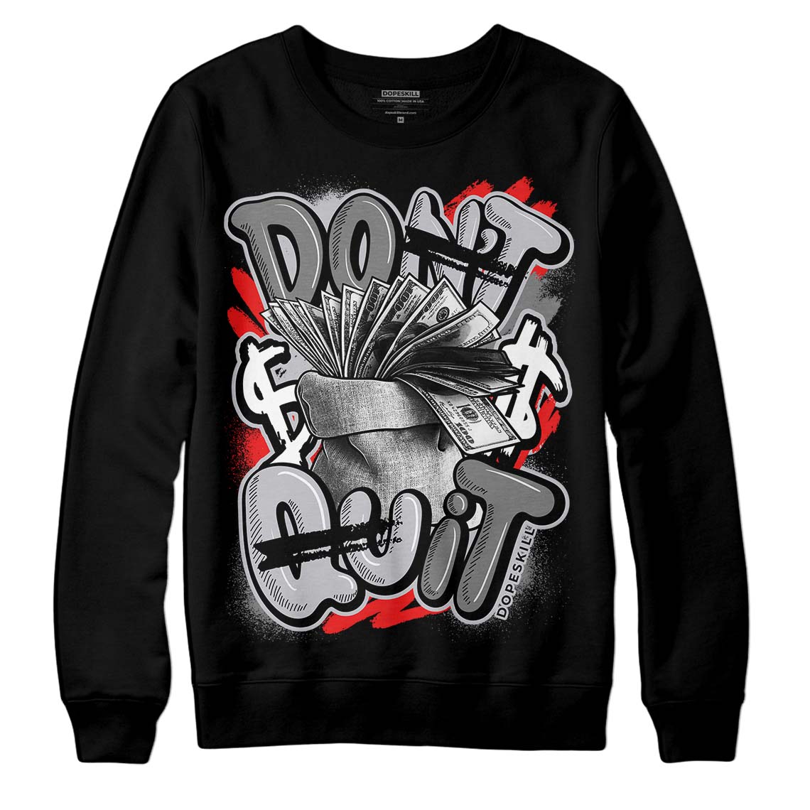Grey Sneakers DopeSkill Sweatshirt Don't Quit Graphic Streetwear - Black