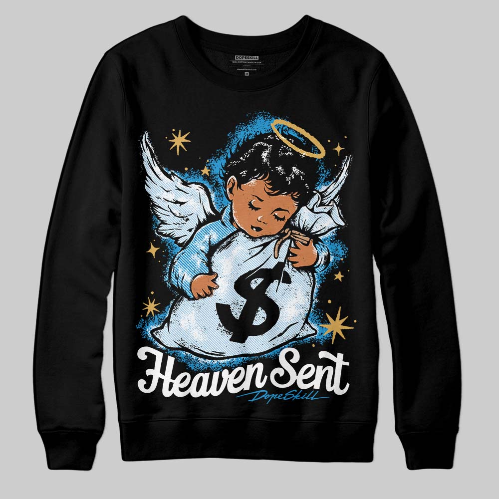 Jordan 4 Denim “Worn Blue” DopeSkill Sweatshirt Heaven Sent Graphic Streetwear - Black