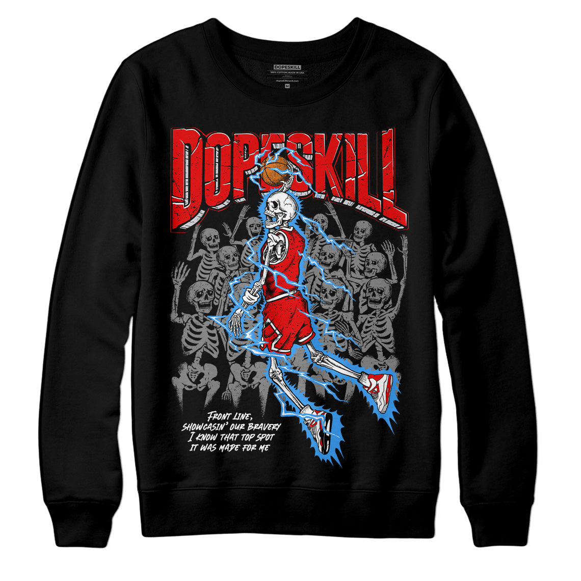 Jordan 4 Retro Red Cement DopeSkill Sweatshirt Thunder Dunk Graphic Streetwear - Black