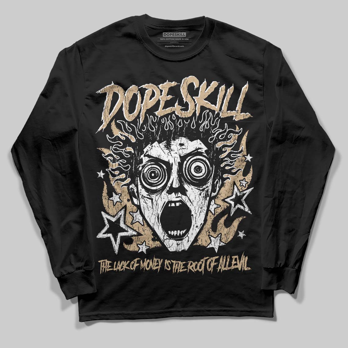 TAN Sneakers DopeSkill Long Sleeve T-Shirt Root of Evil Graphic Streetwear - Black