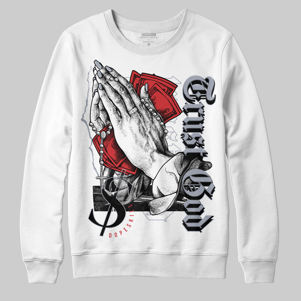 Jordan 4 “Bred Reimagined” DopeSkill Sweatshirt Trust God Graphic Streetwear - White