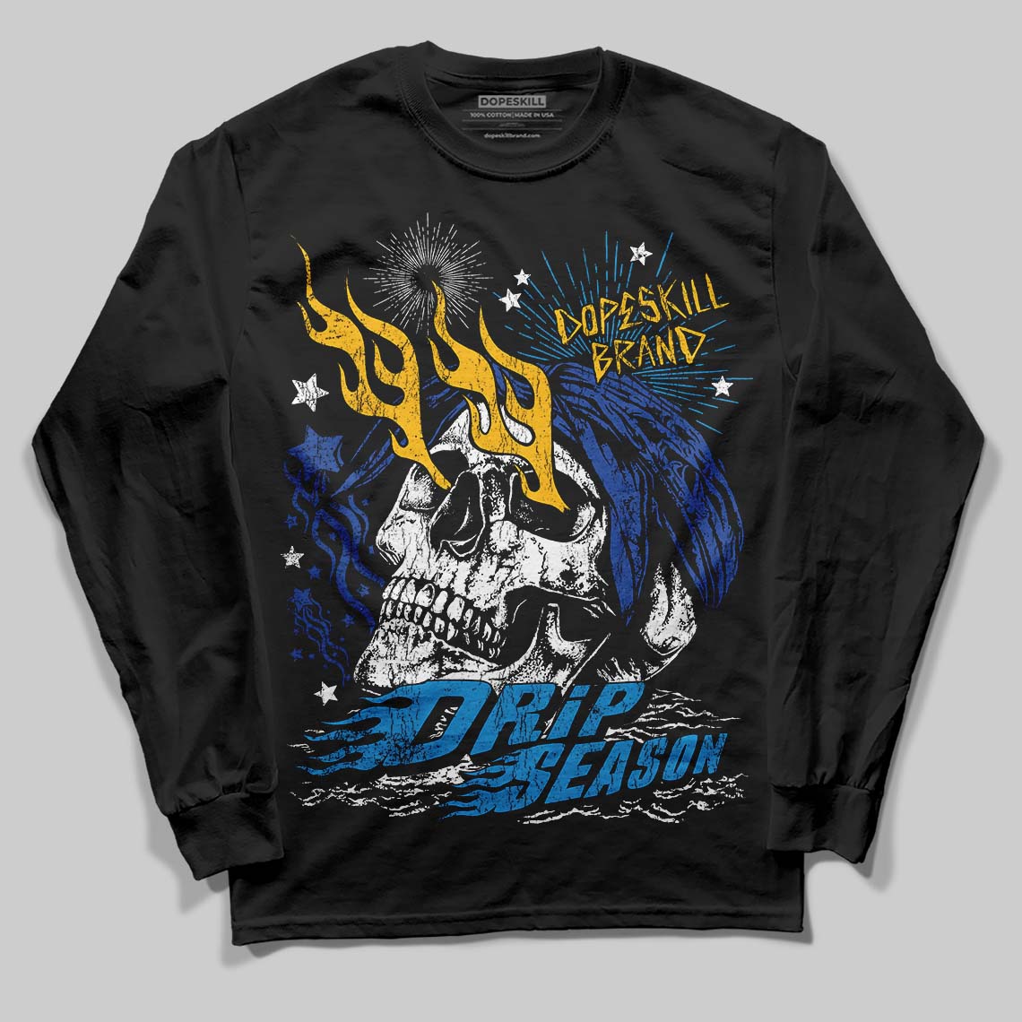 Royal Blue Sneakers DopeSkill Long Sleeve T-Shirt Drip Season Graphic Streetwear - Black