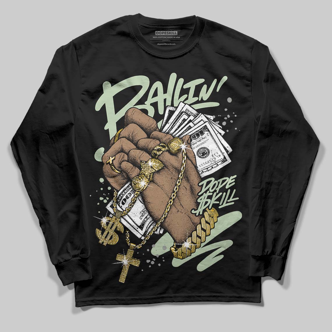 Jordan 4 WMNS “Seafoam” (2025) DopeSkill Long Sleeve T-Shirt Always Ballin' Graphic Streetwear - Black