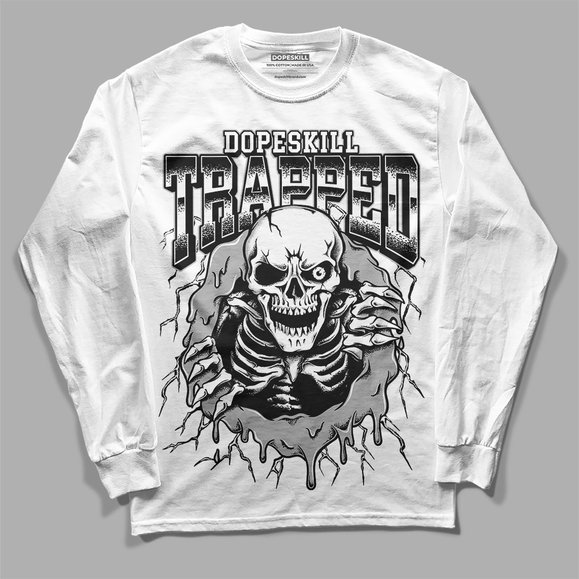 Jordan 1 High 85 Black White DopeSkill Long Sleeve T-Shirt Trapped Halloween Graphic Streetwear - White