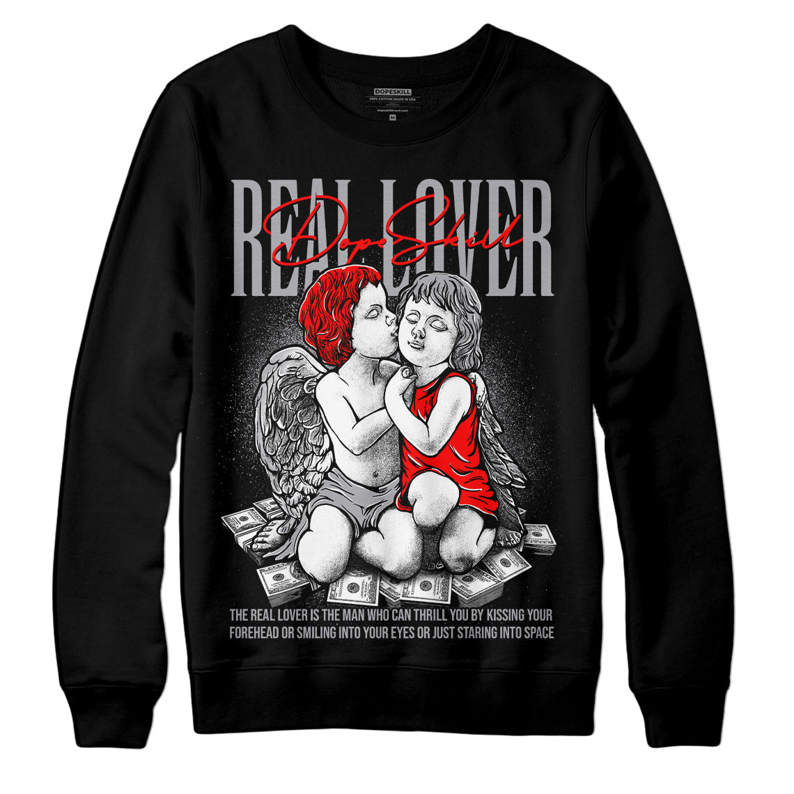 Jordan 9 Retro Fire Red DopeSkill Sweatshirt Real Lover Graphic Streetwear - Black