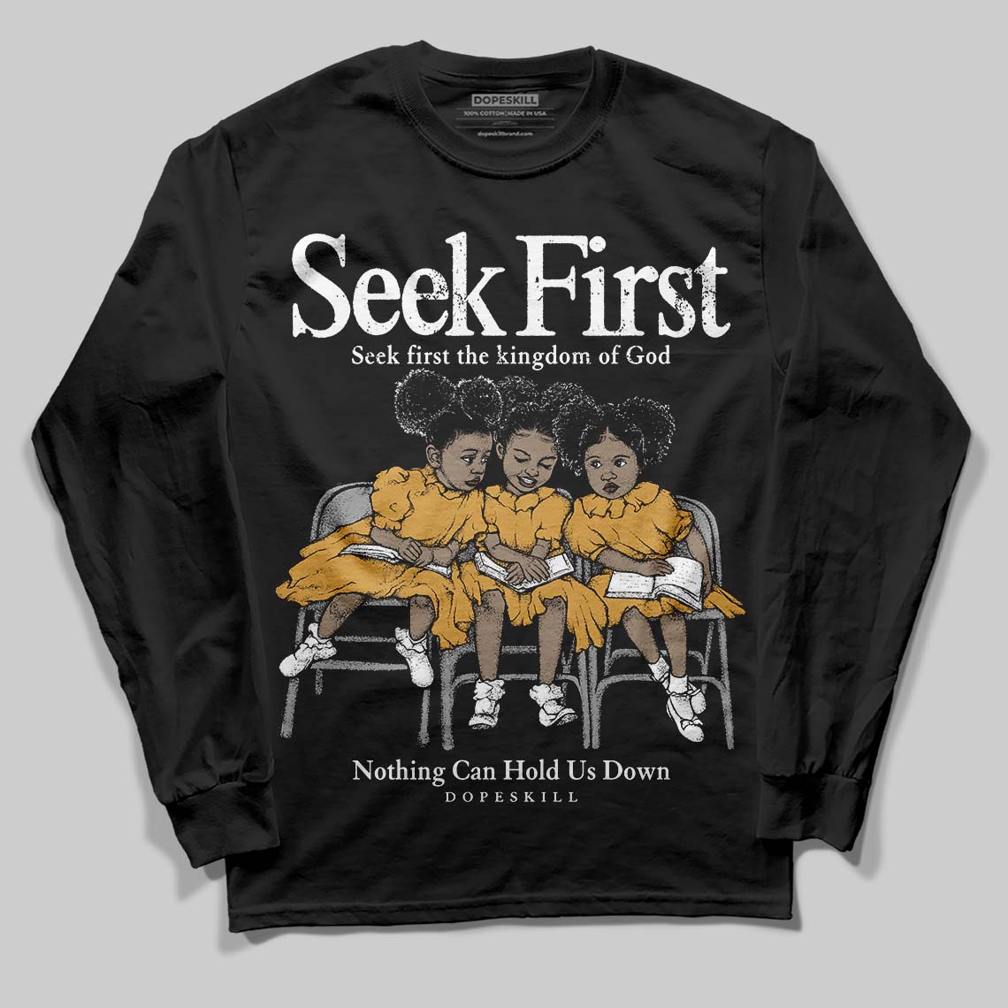 Jordan 11 "Gratitude" DopeSkill Long Sleeve T-Shirt New Seek First Graphic Streetwear - black