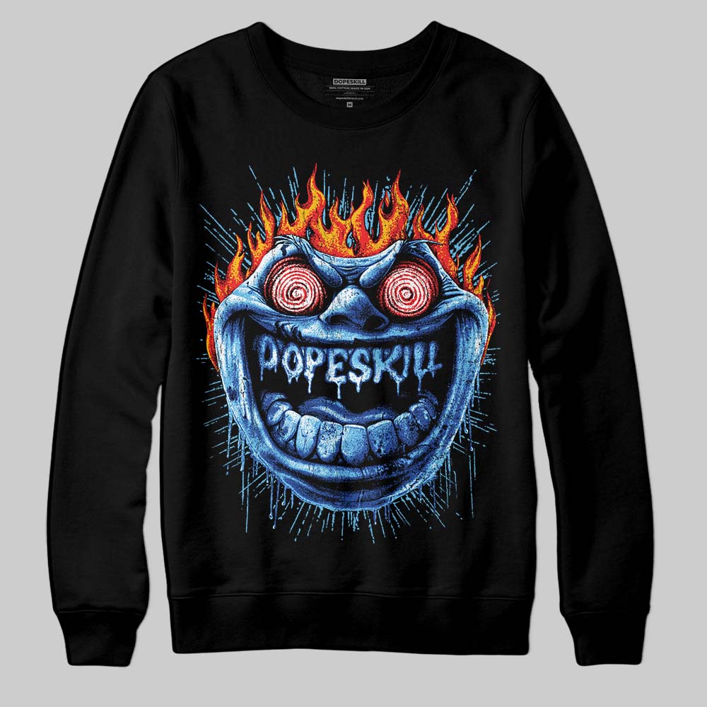 Royal Blue Sneakers DopeSkill Sweatshirt Hellfire Graphic Streetwear - Black