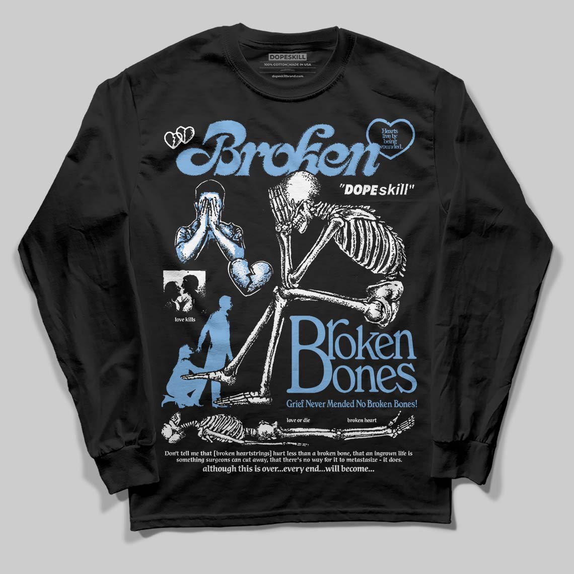 Jordan 12 Retro 'Melo' DopeSkill Long Sleeve T-Shirt Broken Bones Graphic Streetwear - black