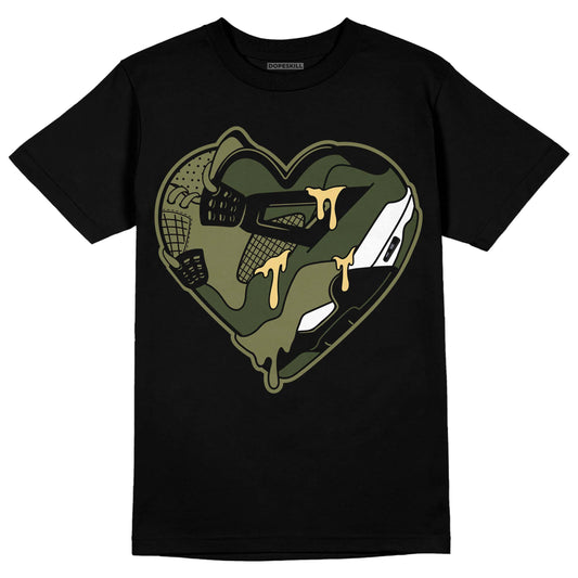 Jordan 4 Retro SE Craft Medium Olive DopeSkill T-Shirt Heart Jordan 4 Graphic Streetwear - Black