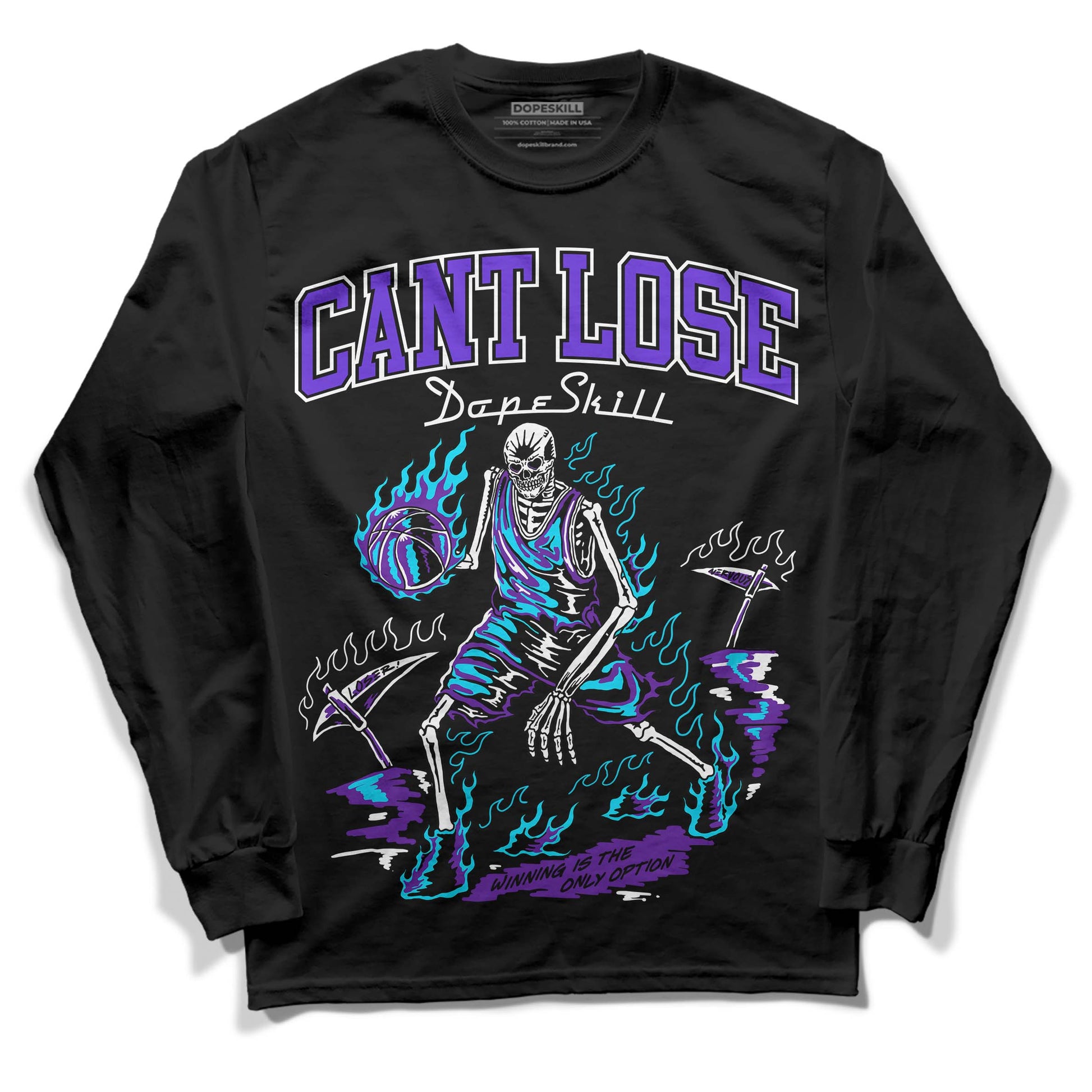 Jordan 6 "Aqua" DopeSkill Long Sleeve T-Shirt Cant Lose Graphic Streetwear - Black