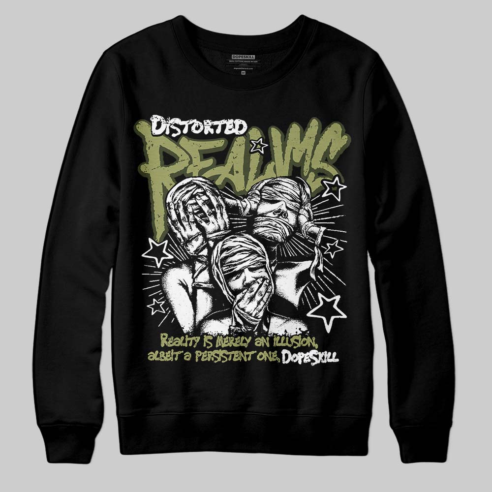 Olive Sneakers DopeSkill Sweatshirt Distorted Realms Graphic Streetwear - Black