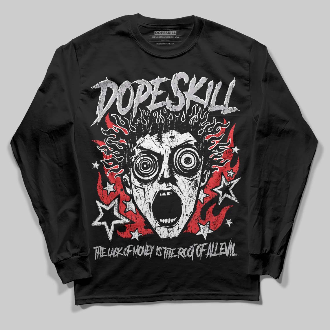 Grey Sneakers DopeSkill Long Sleeve T-Shirt Root of Evil Graphic Streetwear - black