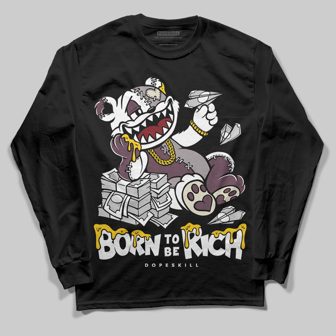A Ma Maniére x Air Jordan 5 “Violet Ore” DopeSkill Long Sleeve T-Shirt Born To Be Rich Graphic Streetwear - Black