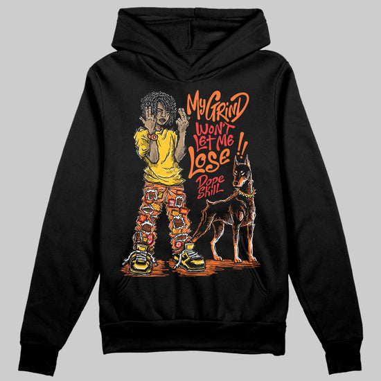 Orange, Black and White Sneakers DopeSkill Hoodie Sweatshirt My Grind Won't Let Me Lose Graphic Streetwear - Black
