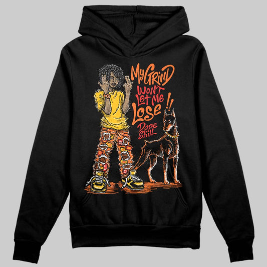 Orange, Black and White Sneakers DopeSkill Hoodie Sweatshirt My Grind Won't Let Me Lose Graphic Streetwear - Black