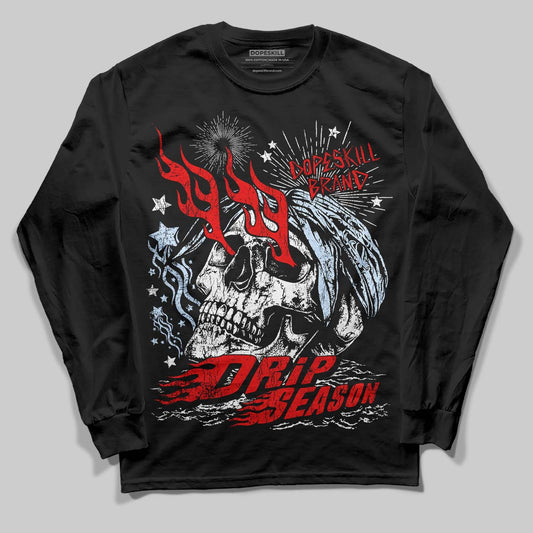 Jordan 11 Retro Cherry DopeSkill Long Sleeve T-Shirt Drip Season Graphic Streetwear - Black