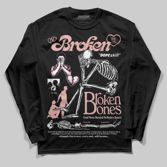 Jordan 1 Low OG “Rust Pink” DopeSkill Long Sleeve T-Shirt Broken Bones Graphic Streetwear - Black
