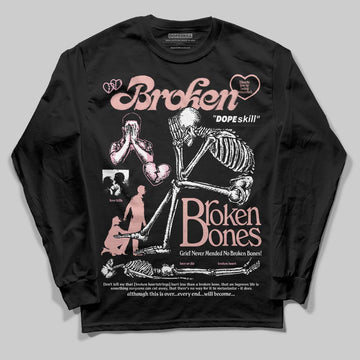 Jordan 1 Low OG “Rust Pink” DopeSkill Long Sleeve T-Shirt Broken Bones Graphic Streetwear - Black
