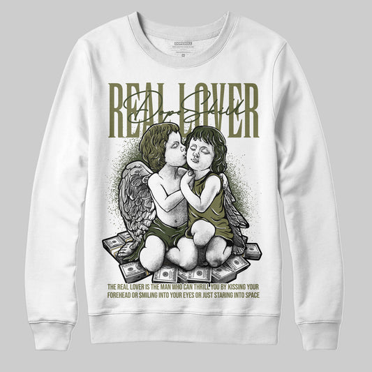 Jordan 4 Retro SE Craft Medium Olive DopeSkill Sweatshirt Real Lover Graphic Streetwear - WHite