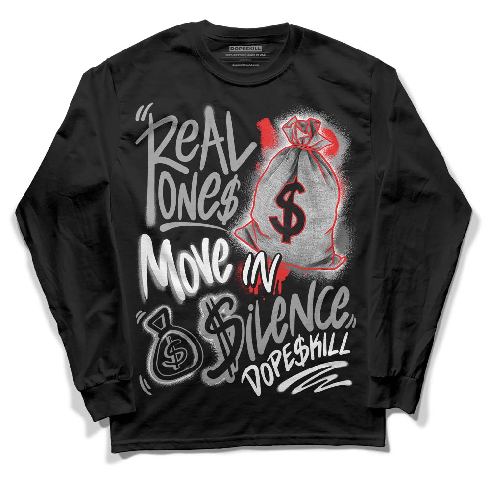 Grey Sneakers DopeSkill Long Sleeve T-Shirt Real Ones Move In Silence Graphic Streetwear - Black