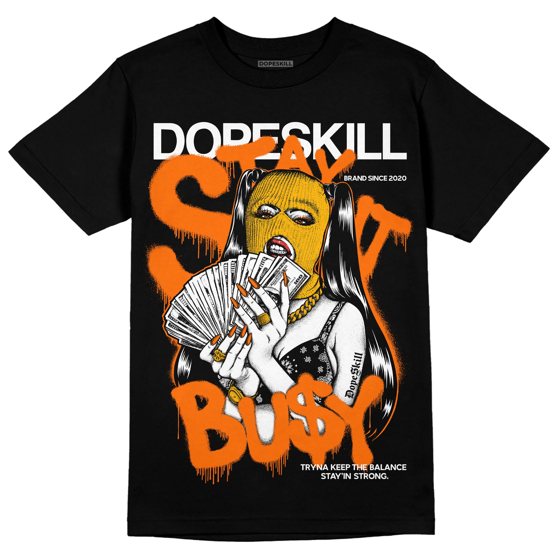 Orange, Black & White Sneakers DopeSkill T-Shirt Stay It Busy Graphic Streetwear - Black