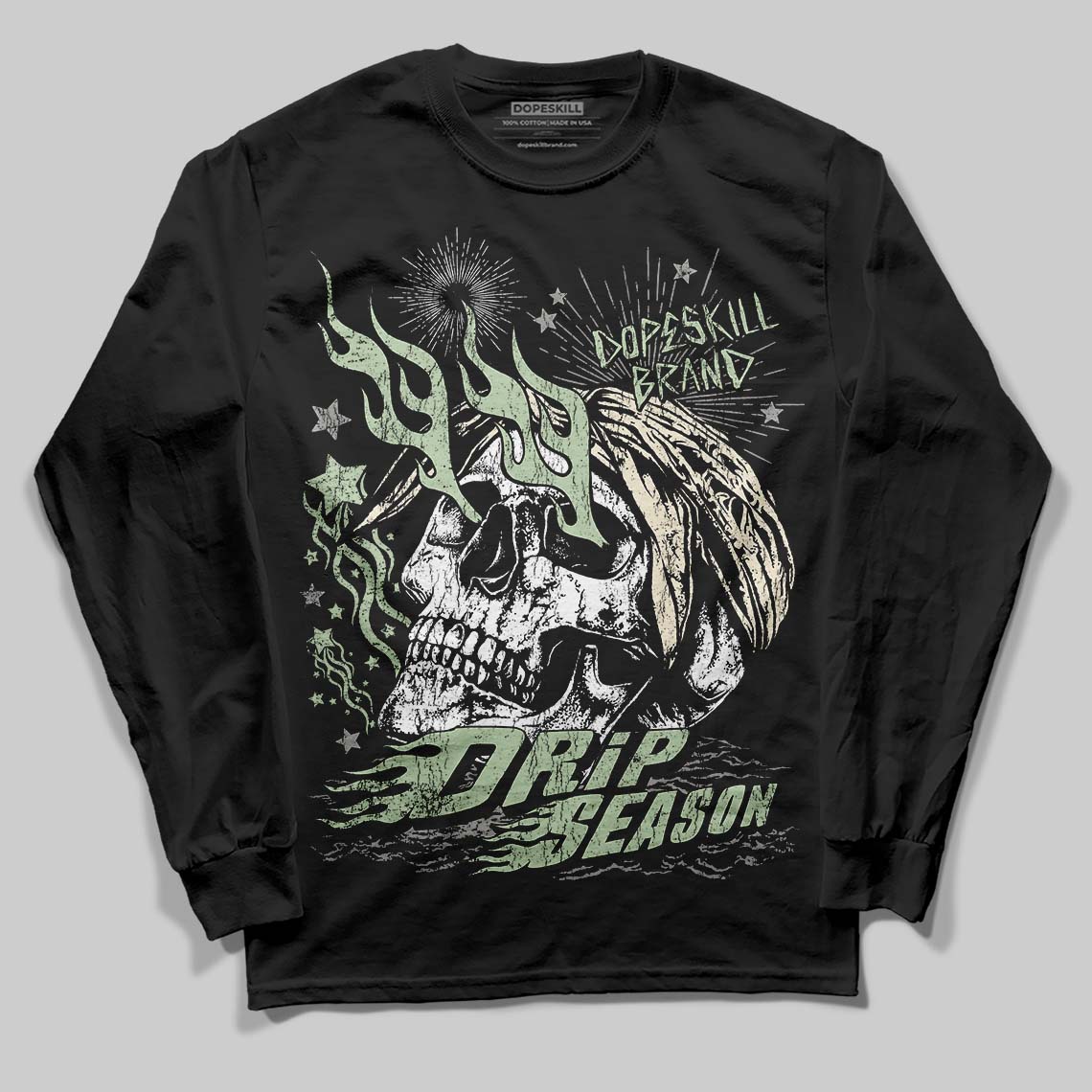 Jordan 4 WMNS “Seafoam” (2025) DopeSkill Long Sleeve T-Shirt Drip Season Graphic Streetwear - Black