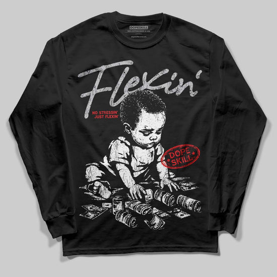 Grey Sneakers DopeSkill Long Sleeve T-Shirt Flexin' Graphic Streetwear - Black