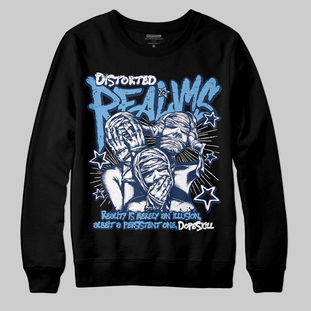 Jordan 4 SB “Summit White/Navy” DopeSkill Sweatshirt Distorted Realms Graphic Streetwear - Black