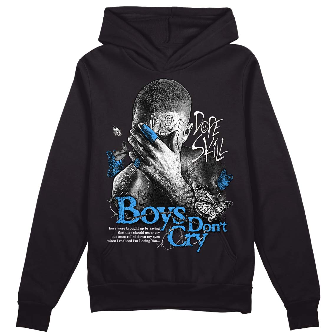 Jordan 3 "Midnight Navy" DopeSkill Hoodie Sweatshirt Boys Don't Cry Graphic Streetwear - Black
