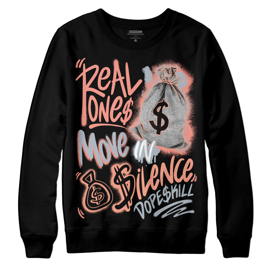 DJ Khaled x Jordan 5 Retro ‘Crimson Bliss’ DopeSkill Sweatshirt Real Ones Move In Silence Graphic Streetwear - Black