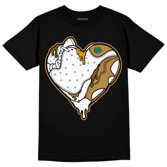 Jordan 13 Wheat 2023 DopeSkill T-Shirt Heart Jordan 13 Graphic Streetwear - Black