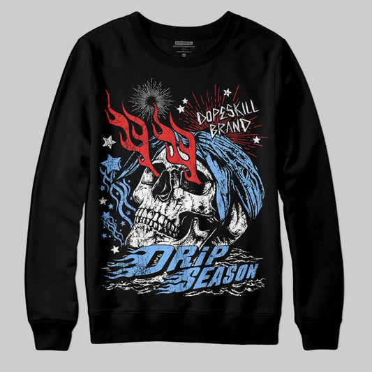 Jordan 6 University Blue DopeSkill Sweatshirt Drip Season Graphic Streetwear - Black