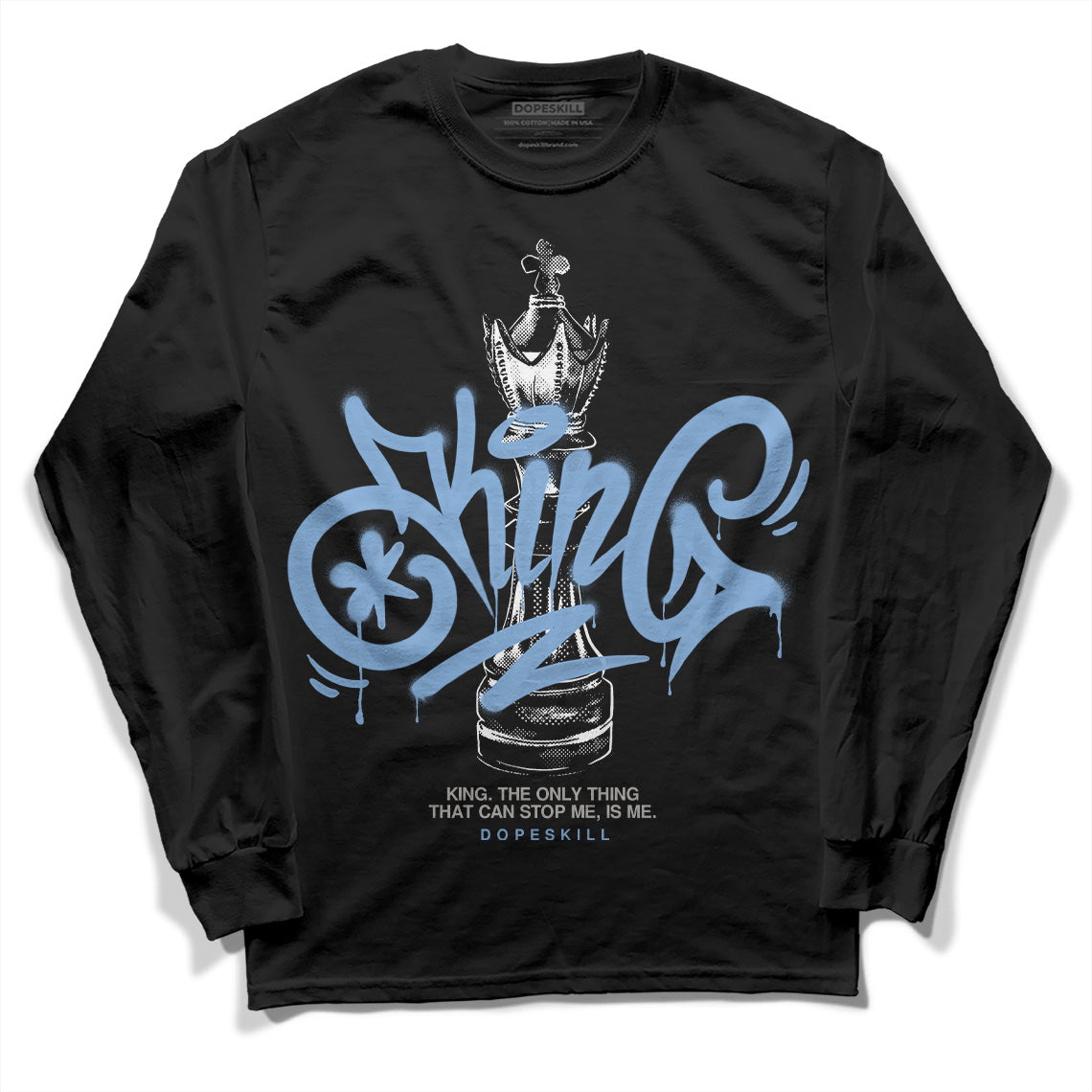 Jordan 5 Retro University Blue DopeSkill Long Sleeve T-Shirt King Chess Graphic Streetwear - Black