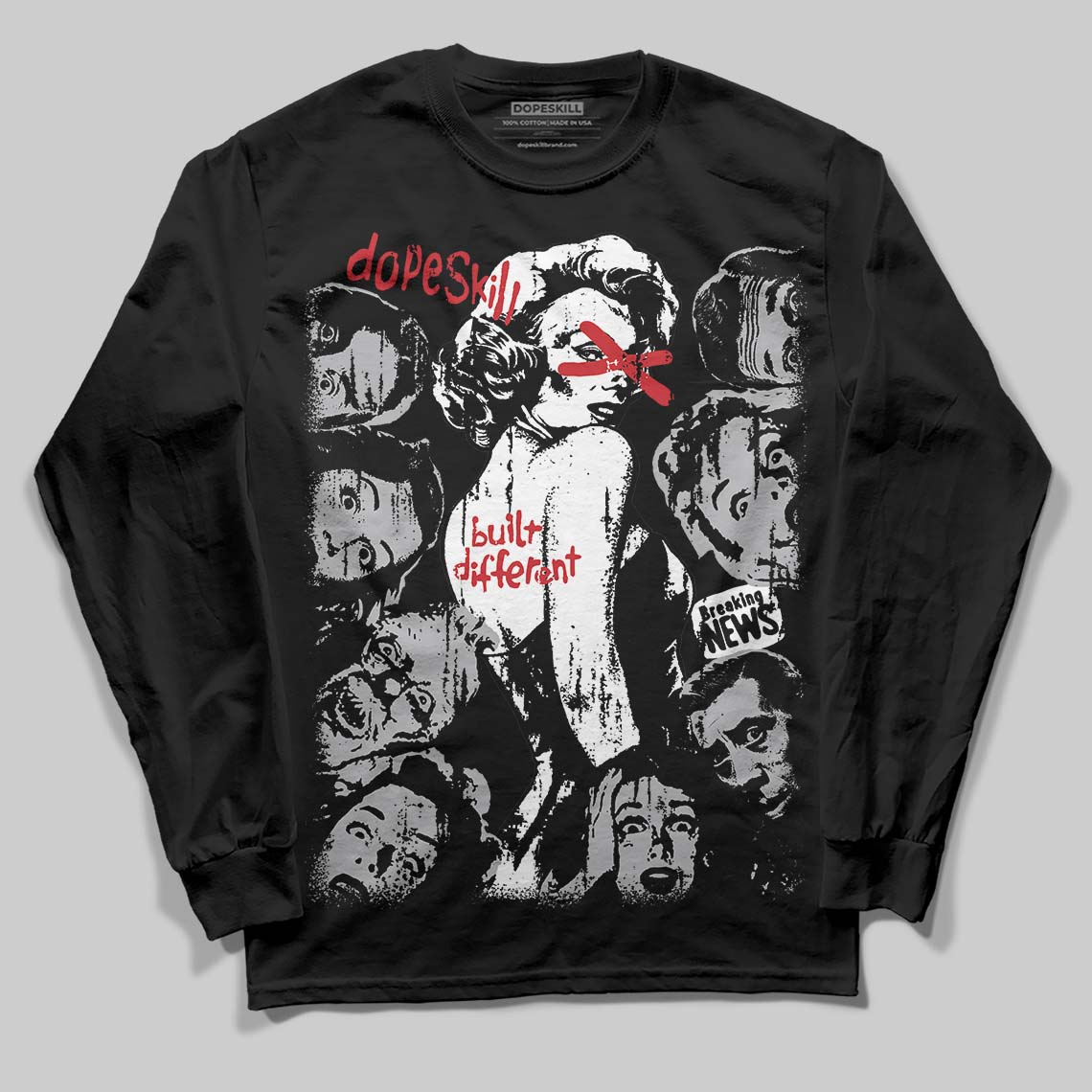 Jordan 4 OG “White Cement” DopeSkill Long Sleeve T-Shirt Built Different Graphic Streetwear - black