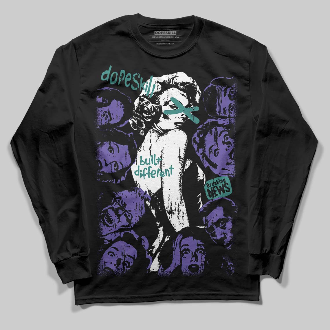 Jordan 5 OG “Grape” DopeSkill Long Sleeve T-Shirt Built Different Graphic Streetwear - Black