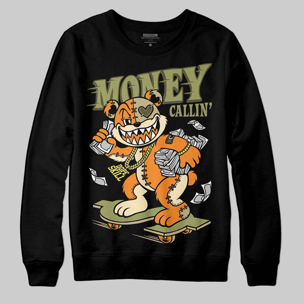 Olive Sneakers DopeSkill Sweatshirt Money Callin' Graphic Streetwear - Black