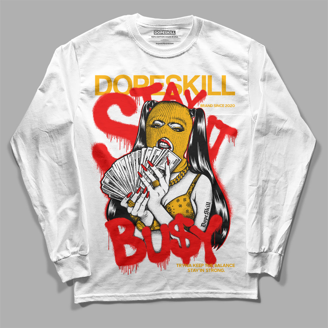Red Sneakers DopeSkill Long Sleeve T-Shirt Stay It Busy Graphic Streetwear - White